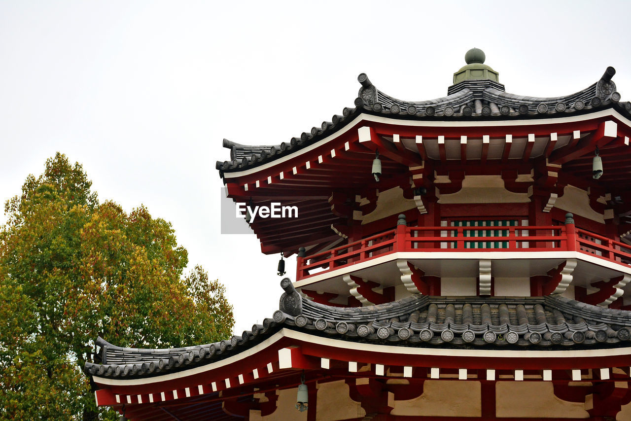 LOW ANGLE VIEW OF TEMPLE AGAINST CLEAR SKY