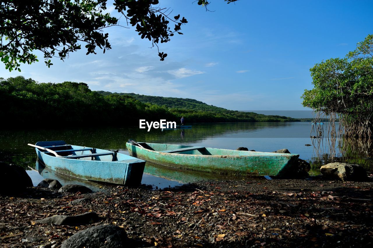 SCENIC VIEW OF LAKE AND TREES AGAINST SKY