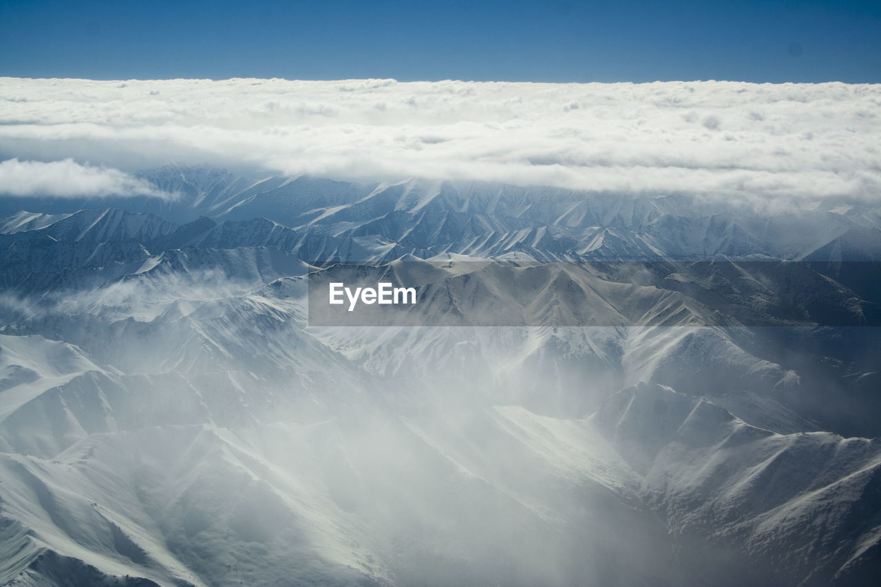 Aerial view of snowcapped landscape
