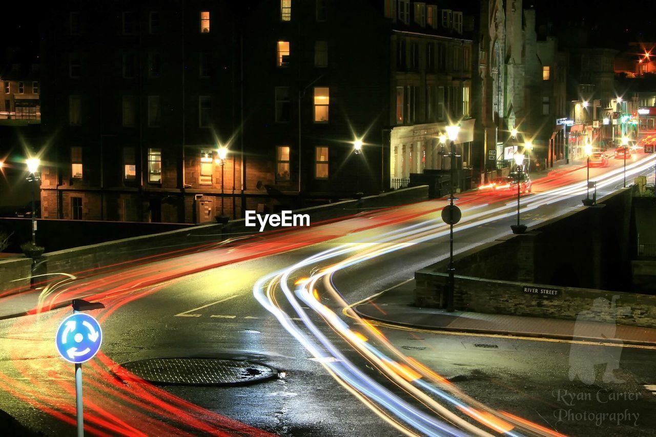 LIGHT TRAILS ON CITY STREET