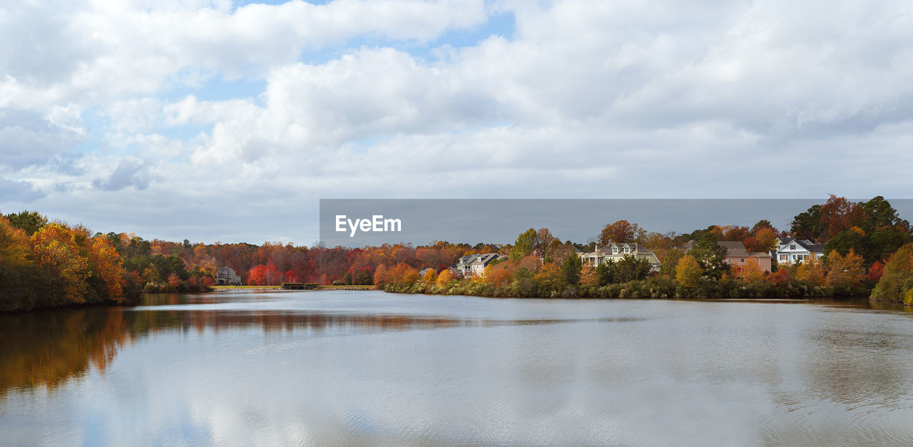 SCENIC VIEW OF LAKE AMIDST TREES AGAINST SKY