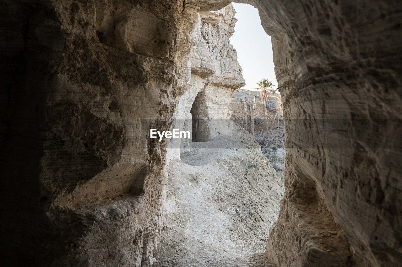 Close-up of rock formations in cave