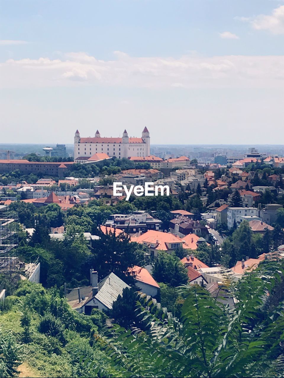 High angle view of townscape against sky