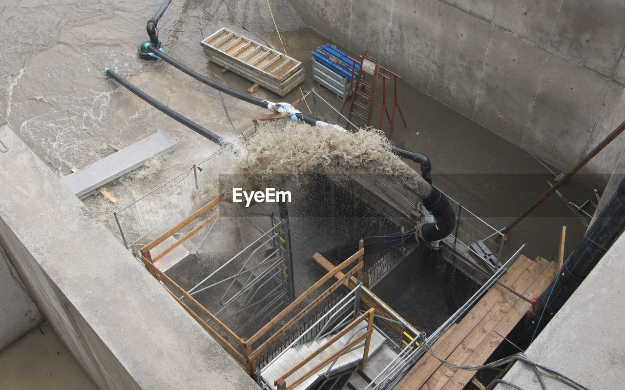 A water leakage in hydraulic engineering at the construction site