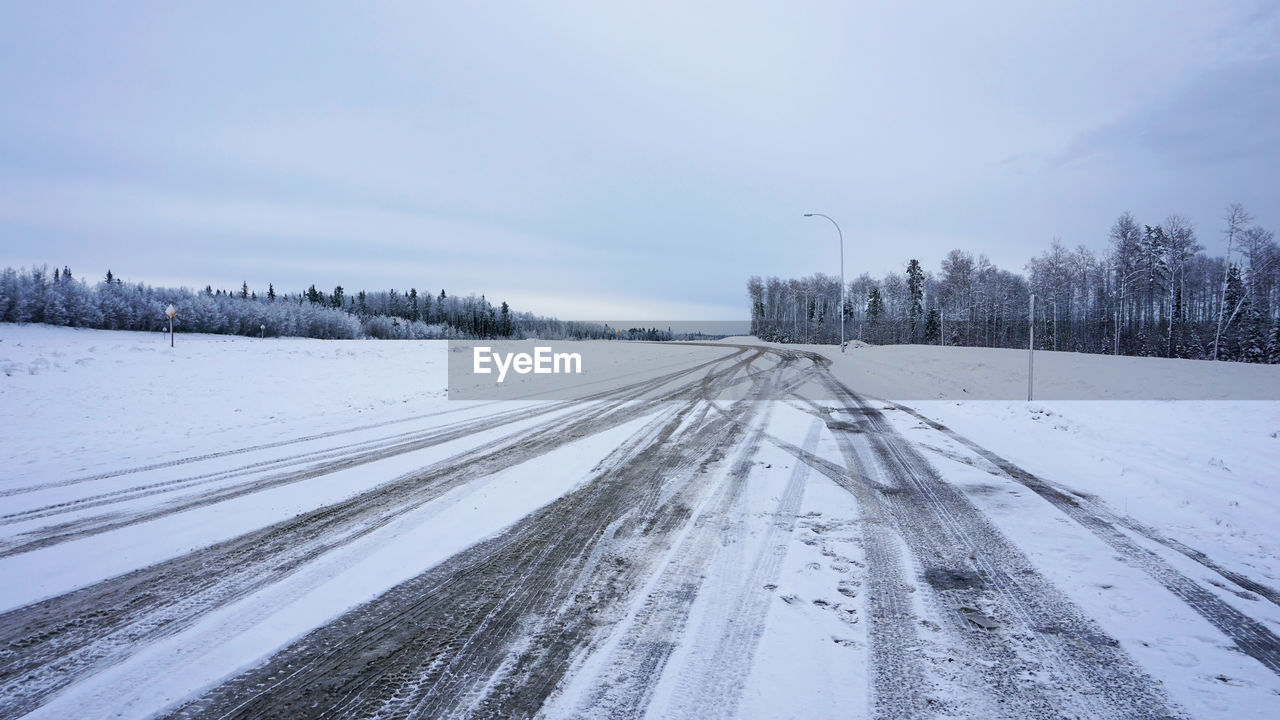 Snowcapped landscape against sky