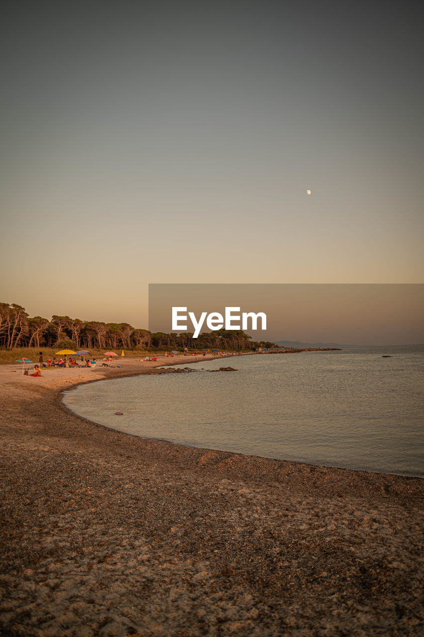 Italian beach while sunset