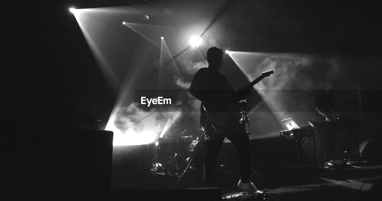 Low angle view of musician at nightclub