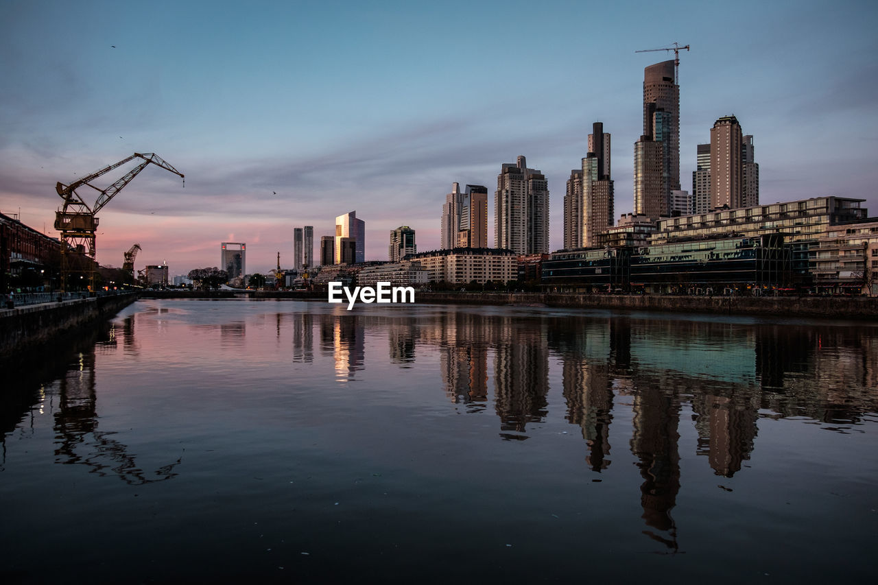 Reflection of city in water