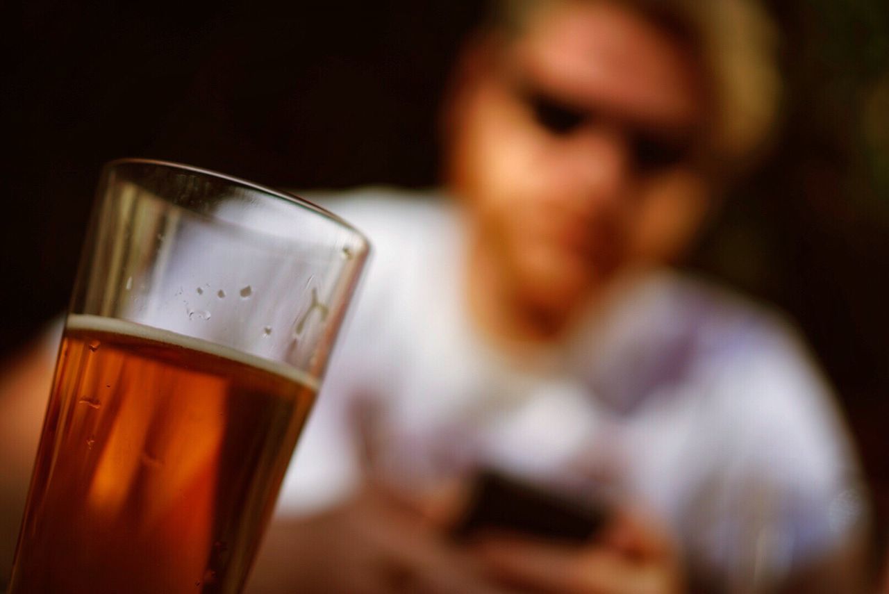 Close-up of beer glass