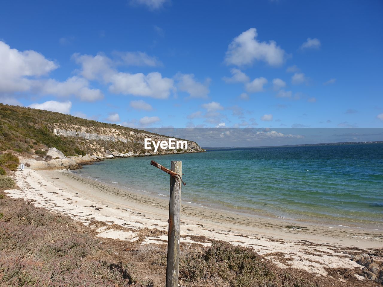 Scenic view of beach against sky