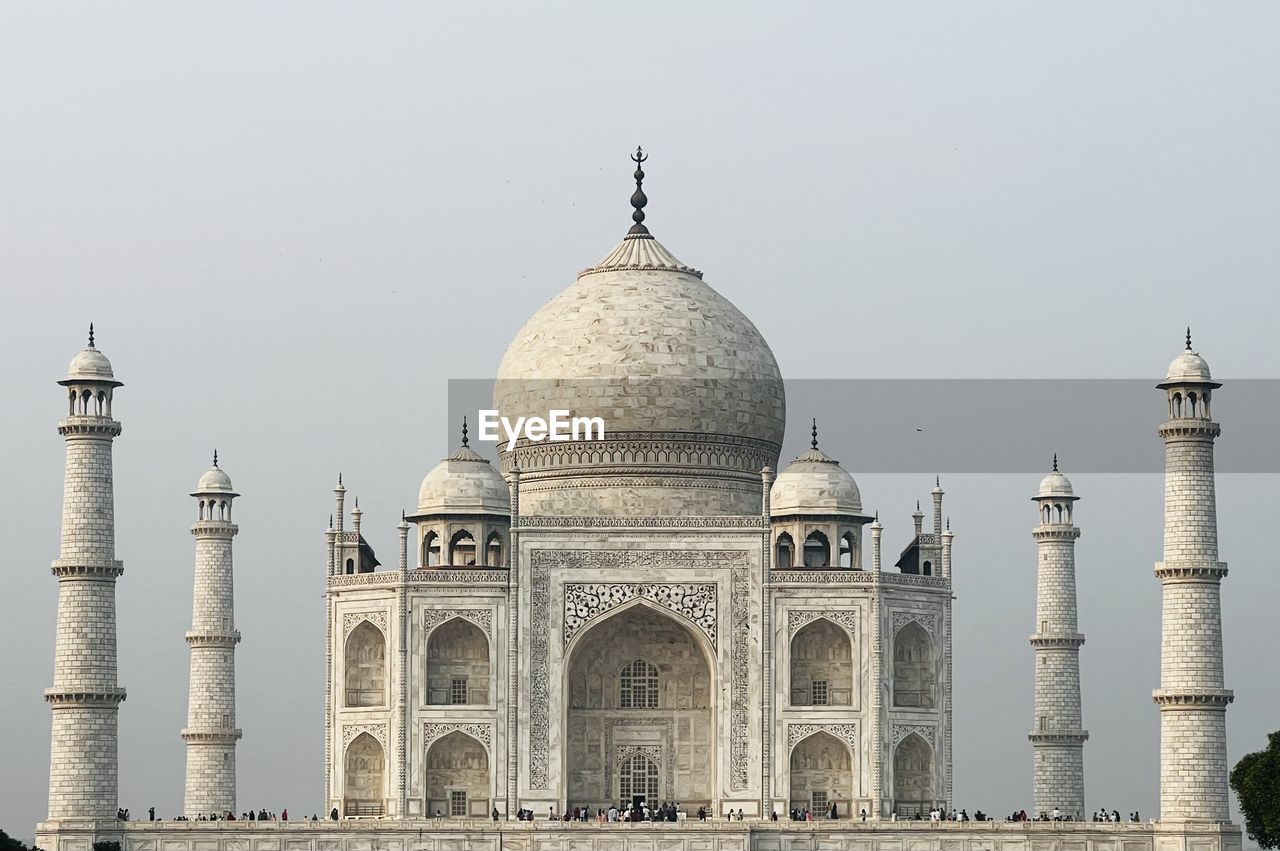 Low angle view of taj mahal against clear sky