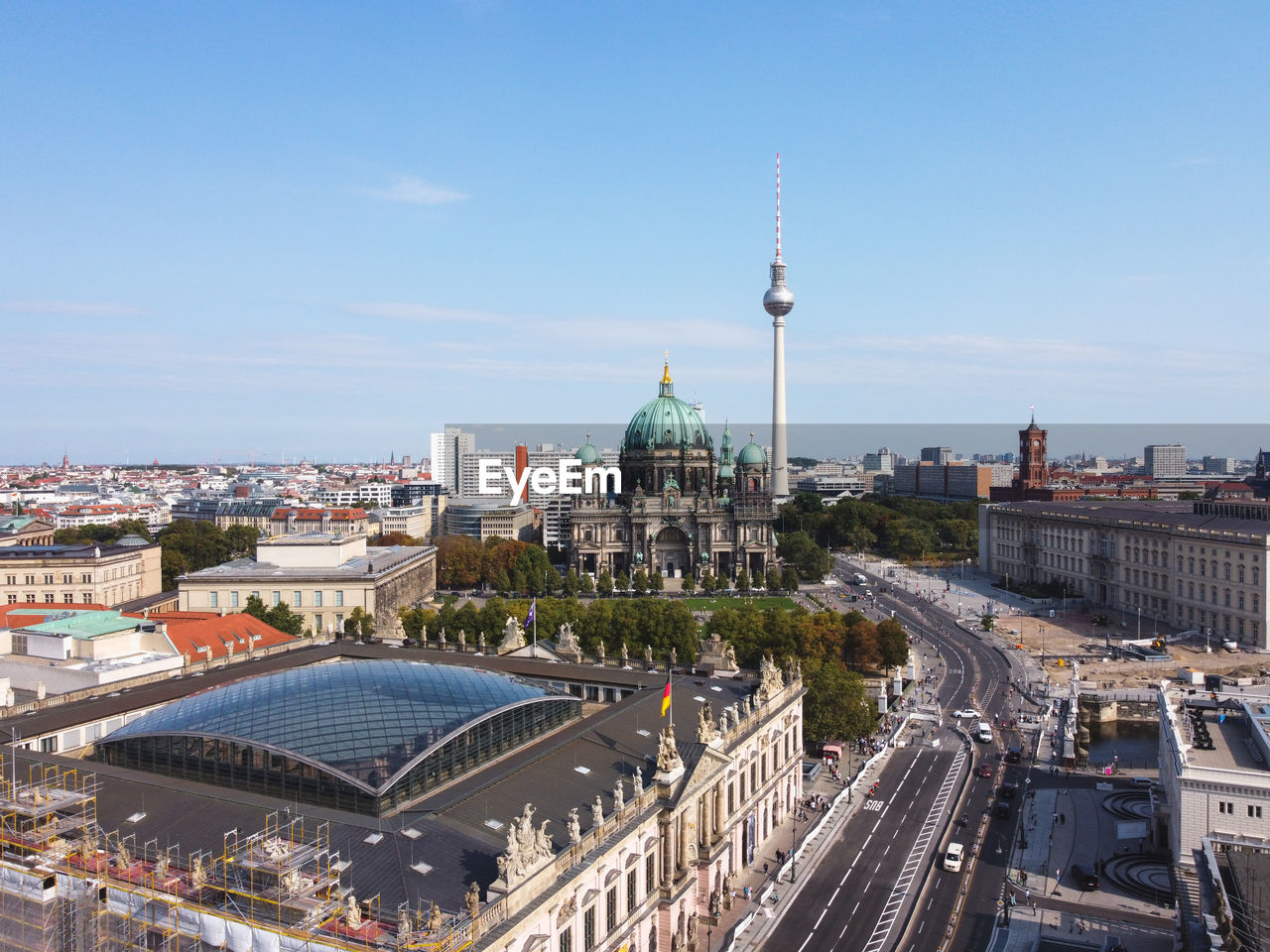 Berlin cityscape with berlin cathedral and television tower, germany