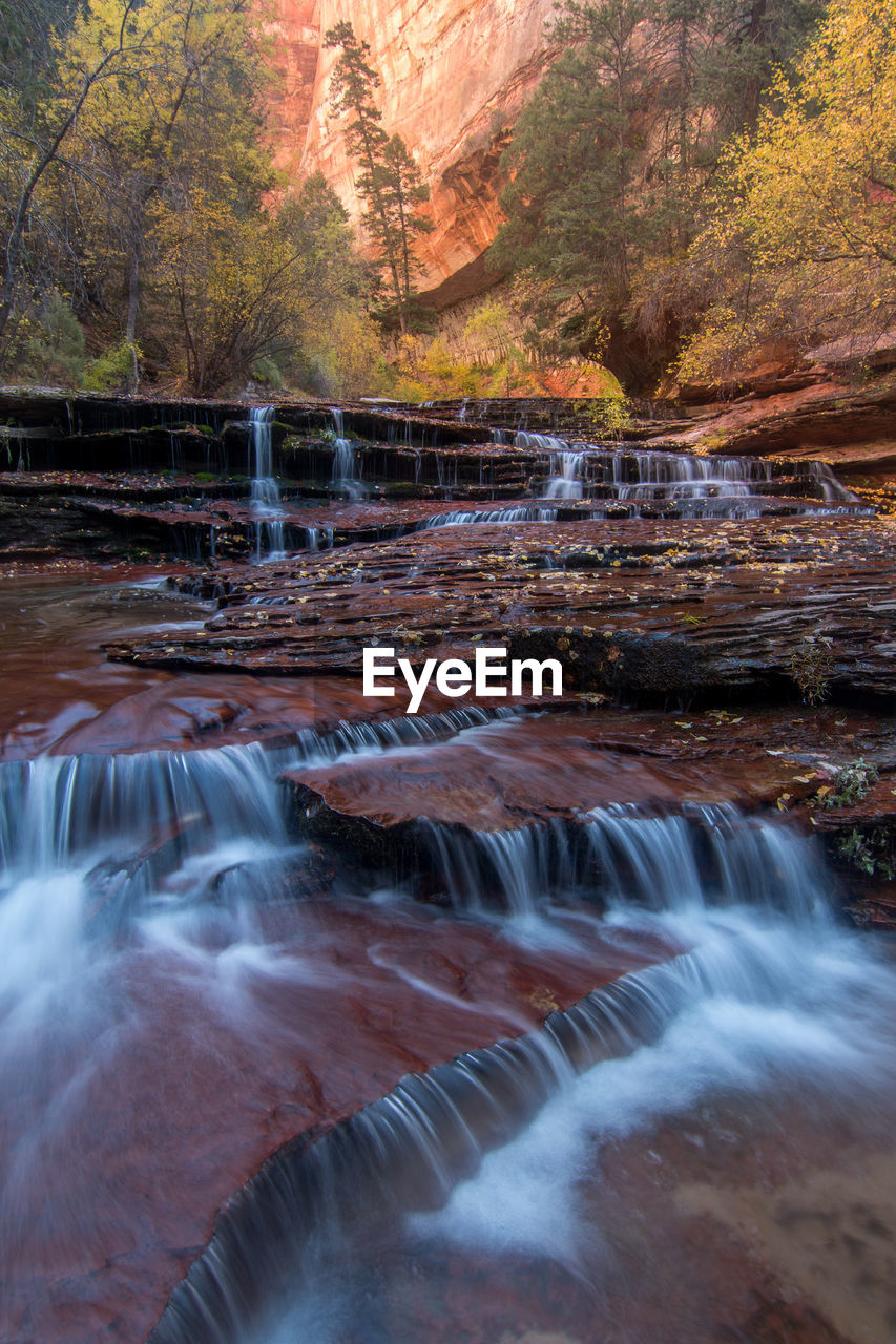 Natural landscape in autumn at zion national park in usa, also known as the subway