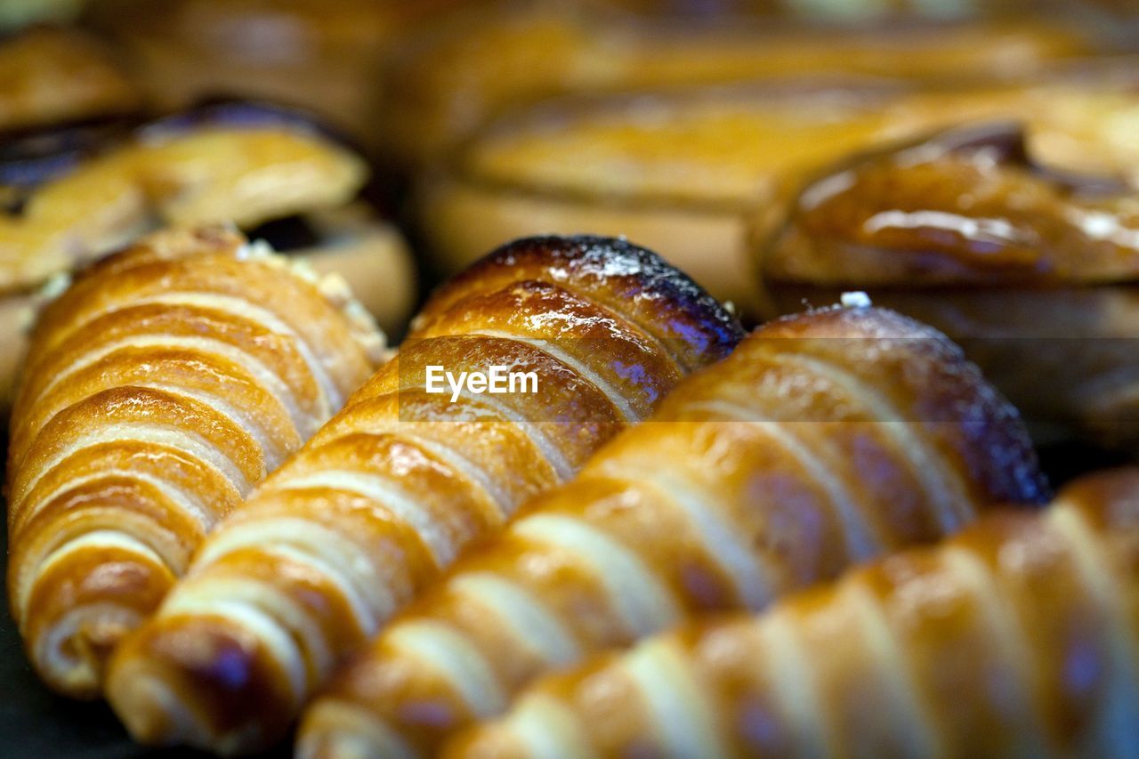 Close-up of pastries served on table