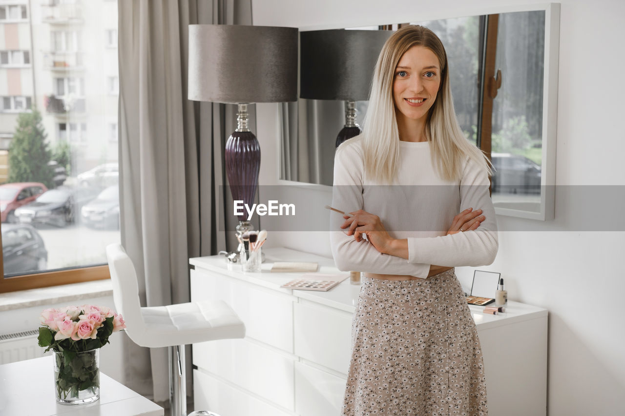 Make-up artist, beautician in beauty salon woman administrator on reception, professional stylist in
