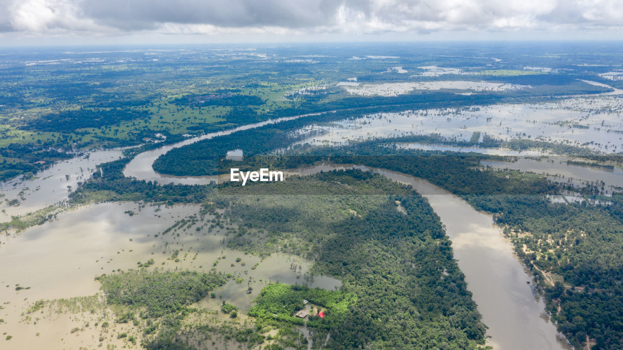 High angle view of landscape against sky