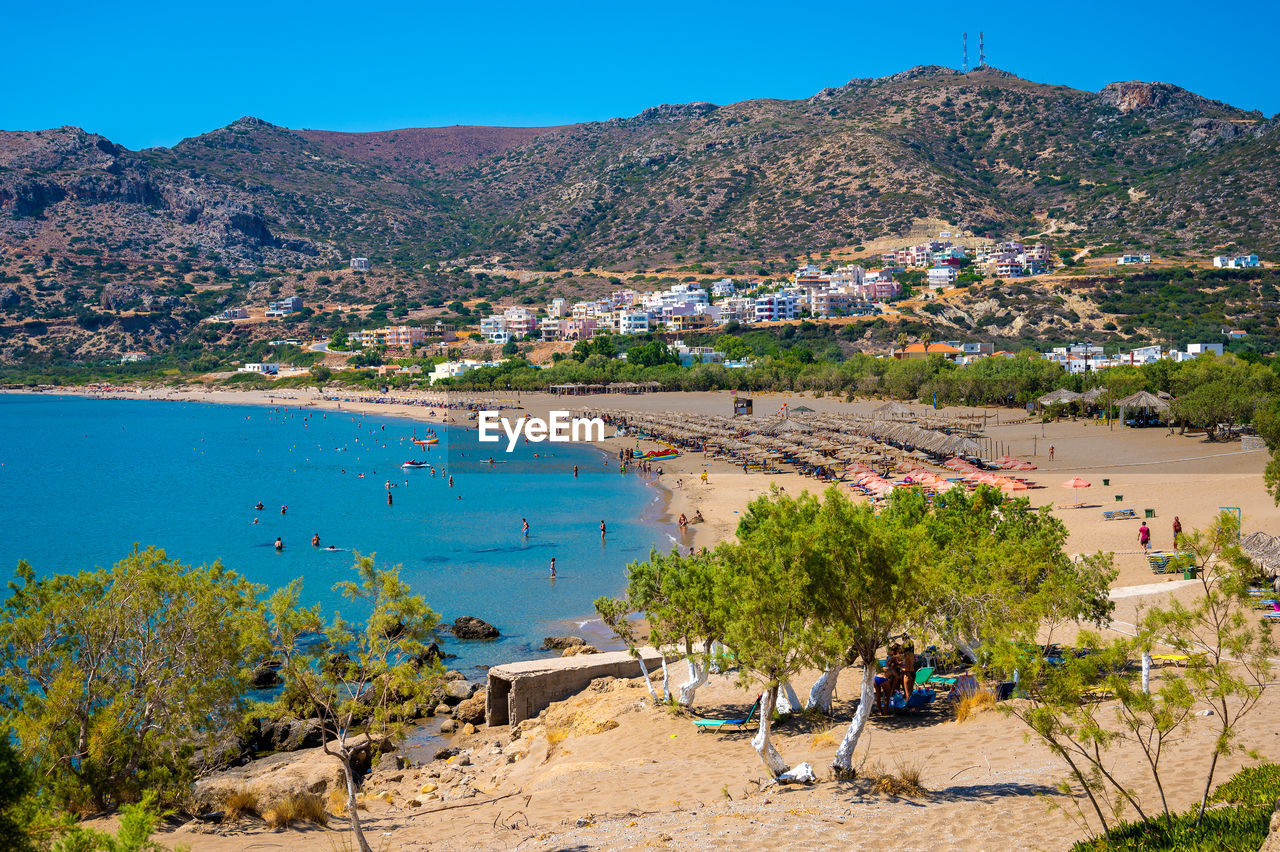 high angle view of beach against clear sky