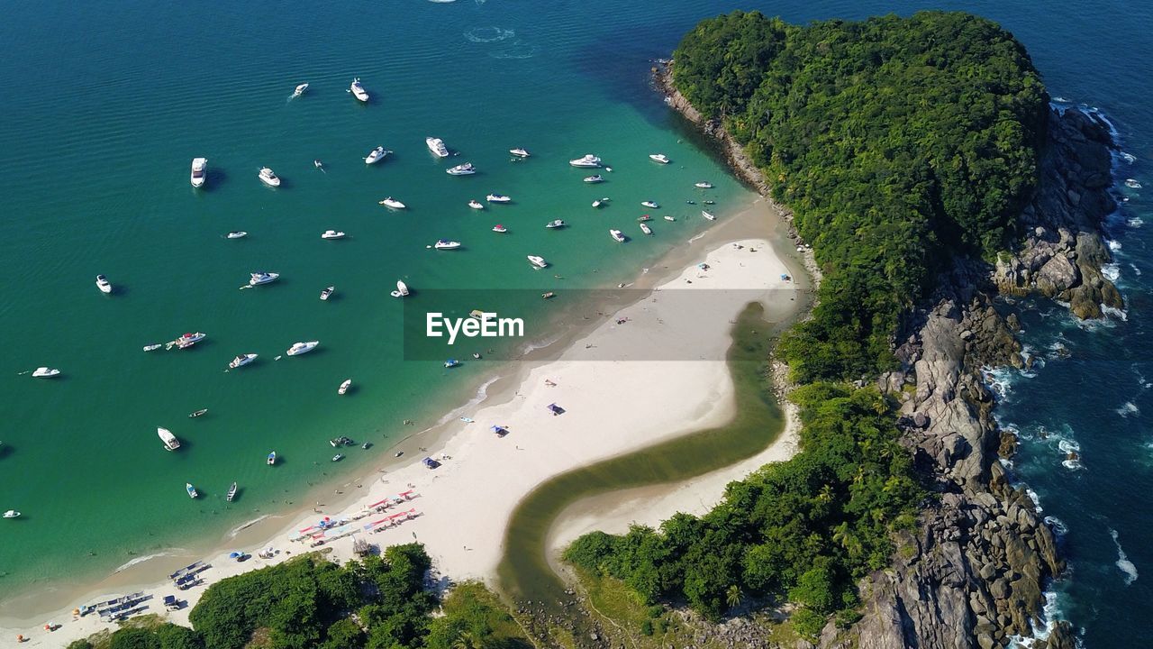 Aerial view of beach at island