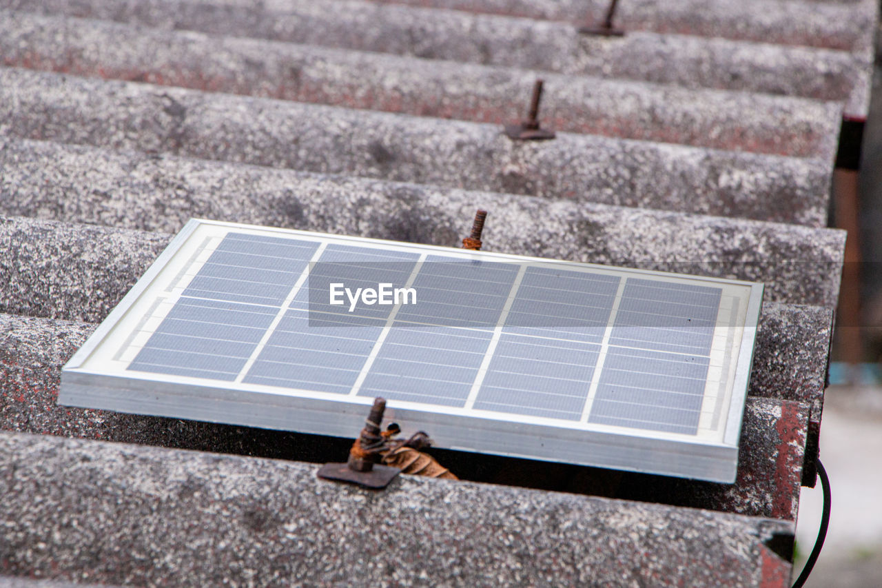 High angle view of solar panels