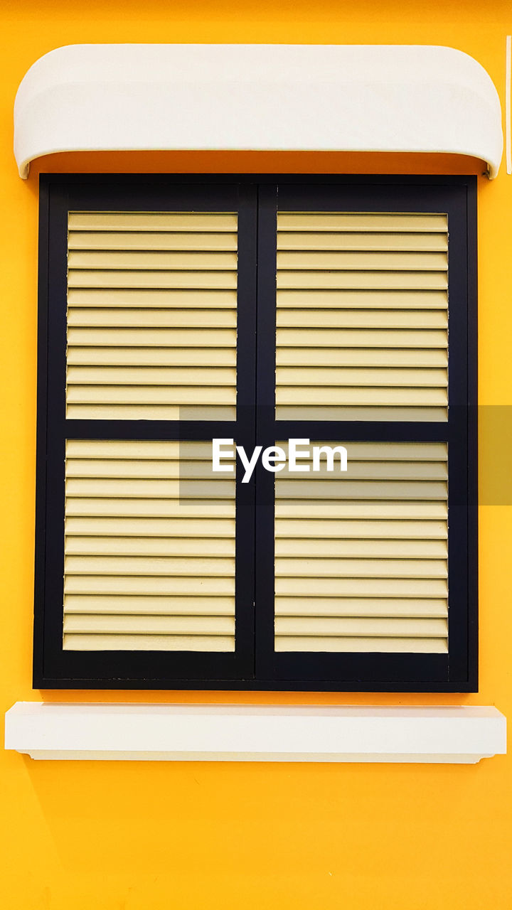 Background Blinds Close-up Color Day House Isolated Modern No People Outdoors Paint Shutter Style Urban Wall Window Yellow