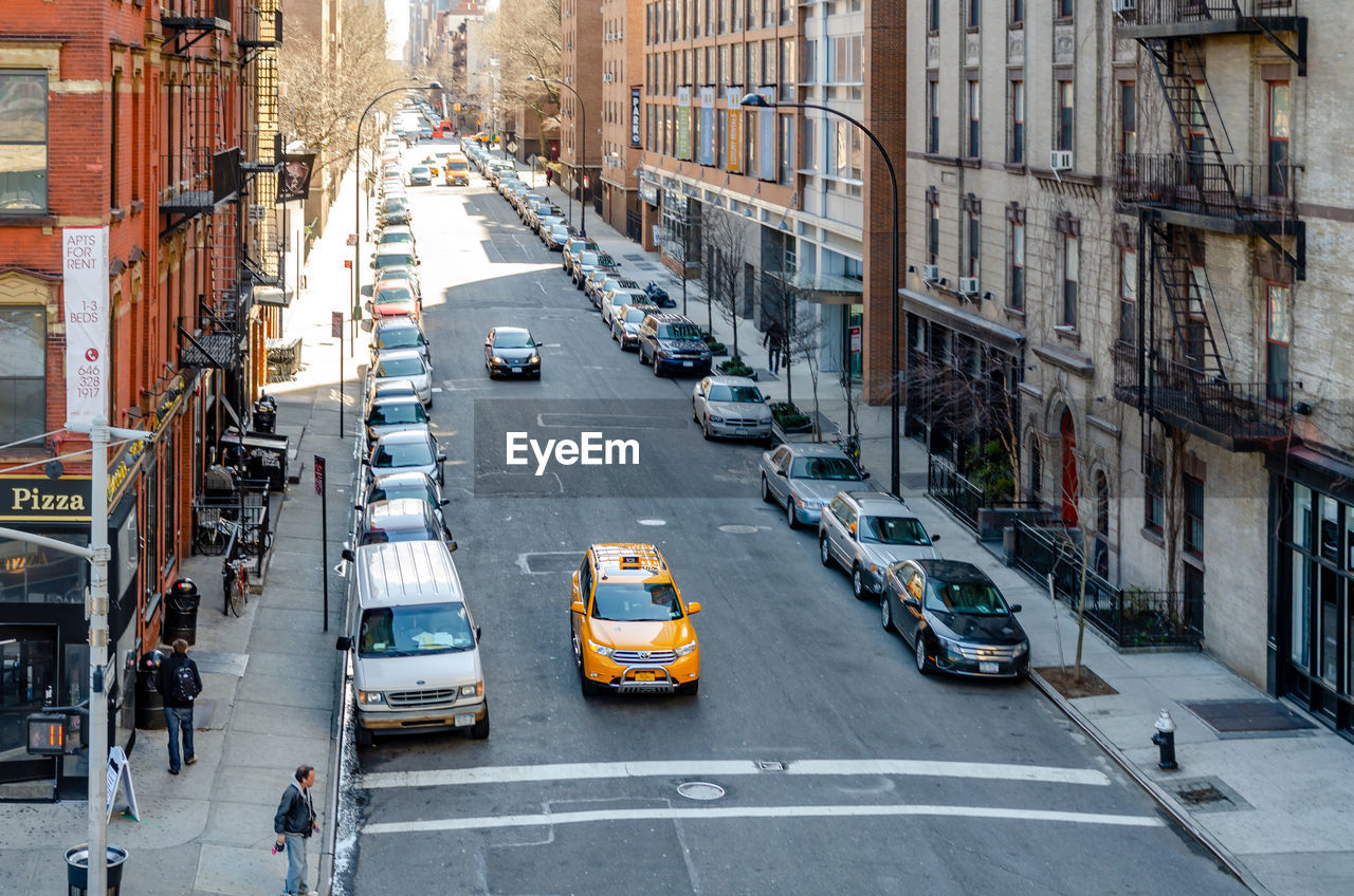 high angle view of traffic on road in city