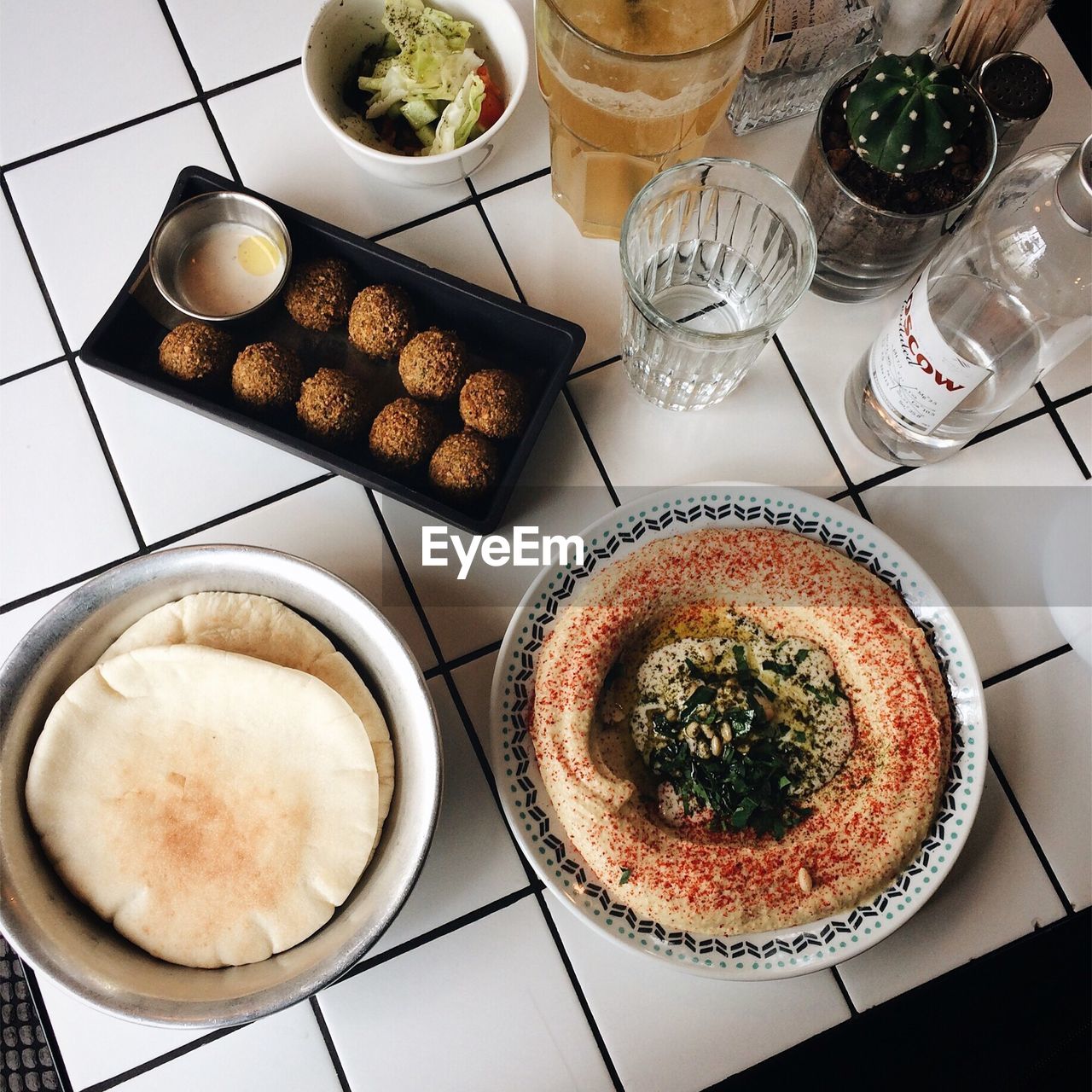 High angle view of food on table