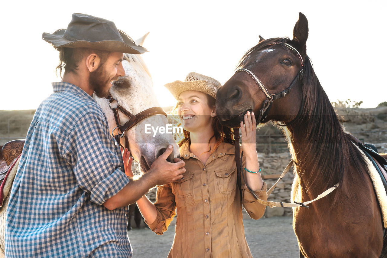 Couple by horse