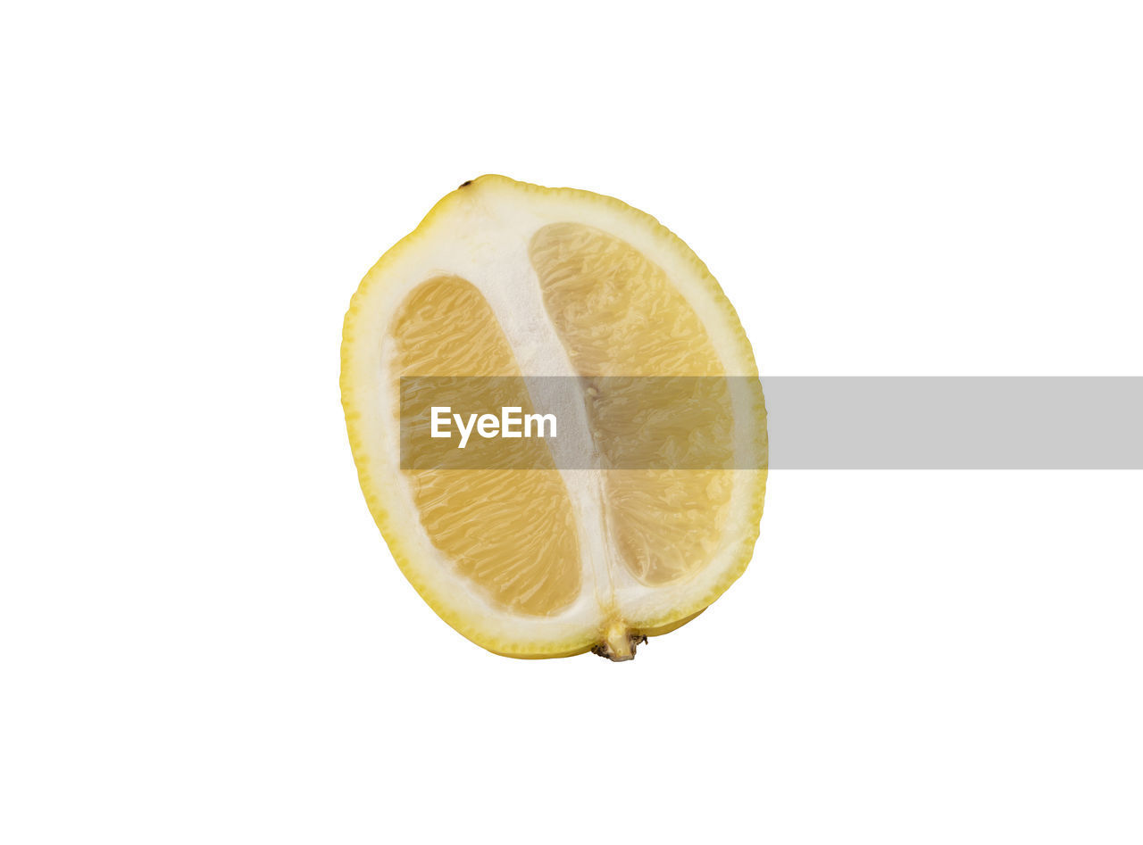 fruit, food, produce, white background, food and drink, healthy eating, plant, citrus fruit, studio shot, cut out, citrus, slice, wellbeing, lemon, freshness, indoors, citron, cross section, yellow, no people, single object, close-up, copy space, directly above