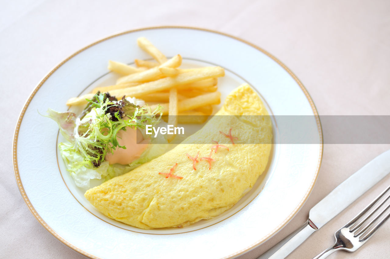 Close-up of food served in plate