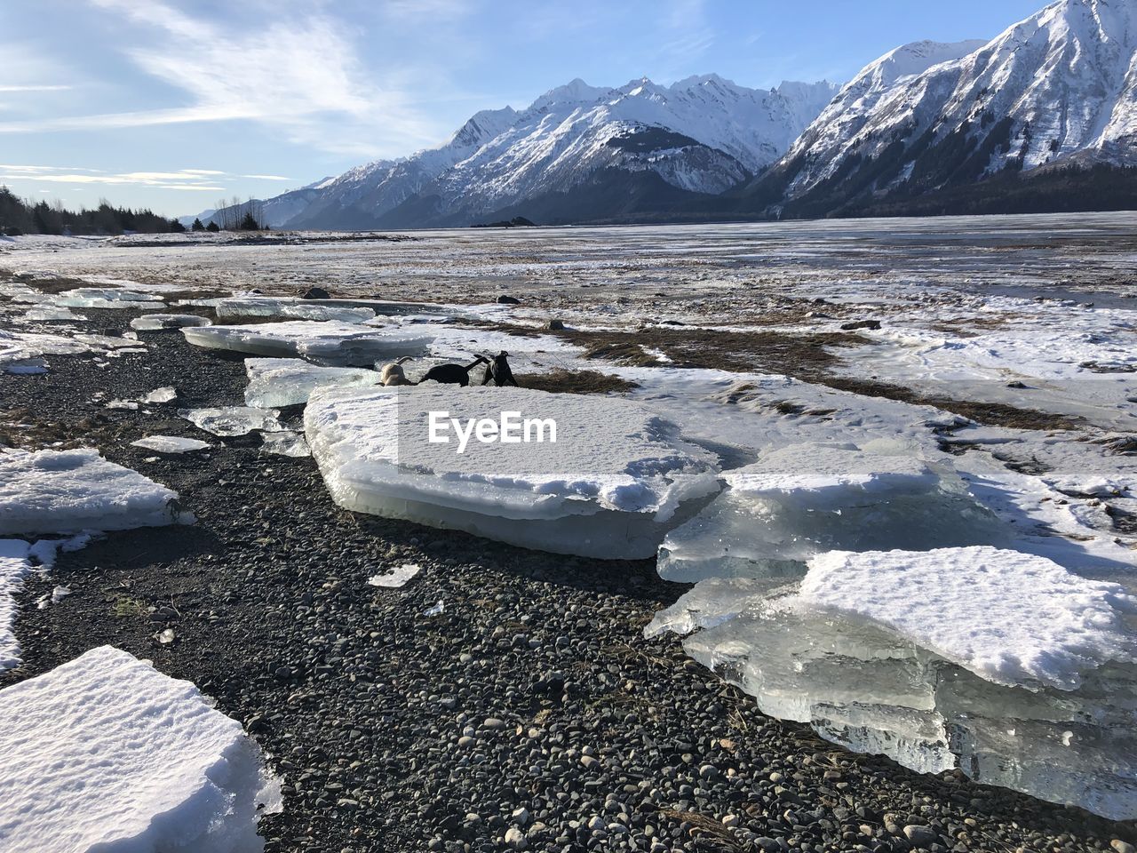 Scenic view of snowcapped mountains against sky alaska 