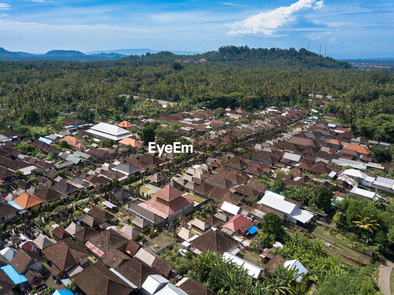 High angle view of townscape against sky