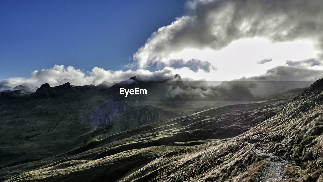 Scenic view of mountains against sky