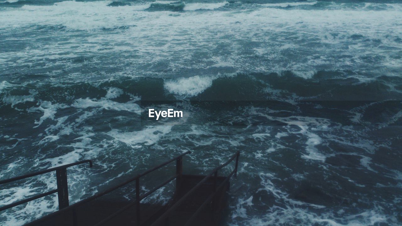 High angle view of pier in sea