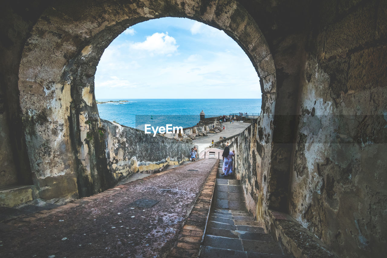 SCENIC VIEW OF SEA AGAINST SKY SEEN FROM ARCH