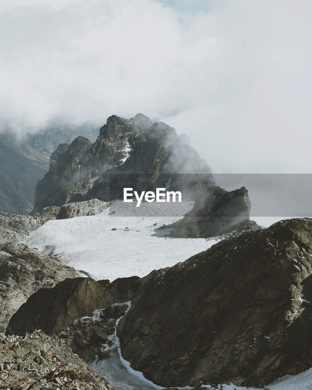 Scenic view of mountains against sky, margherita glacier on mount stanley, rwenzori mountains range 