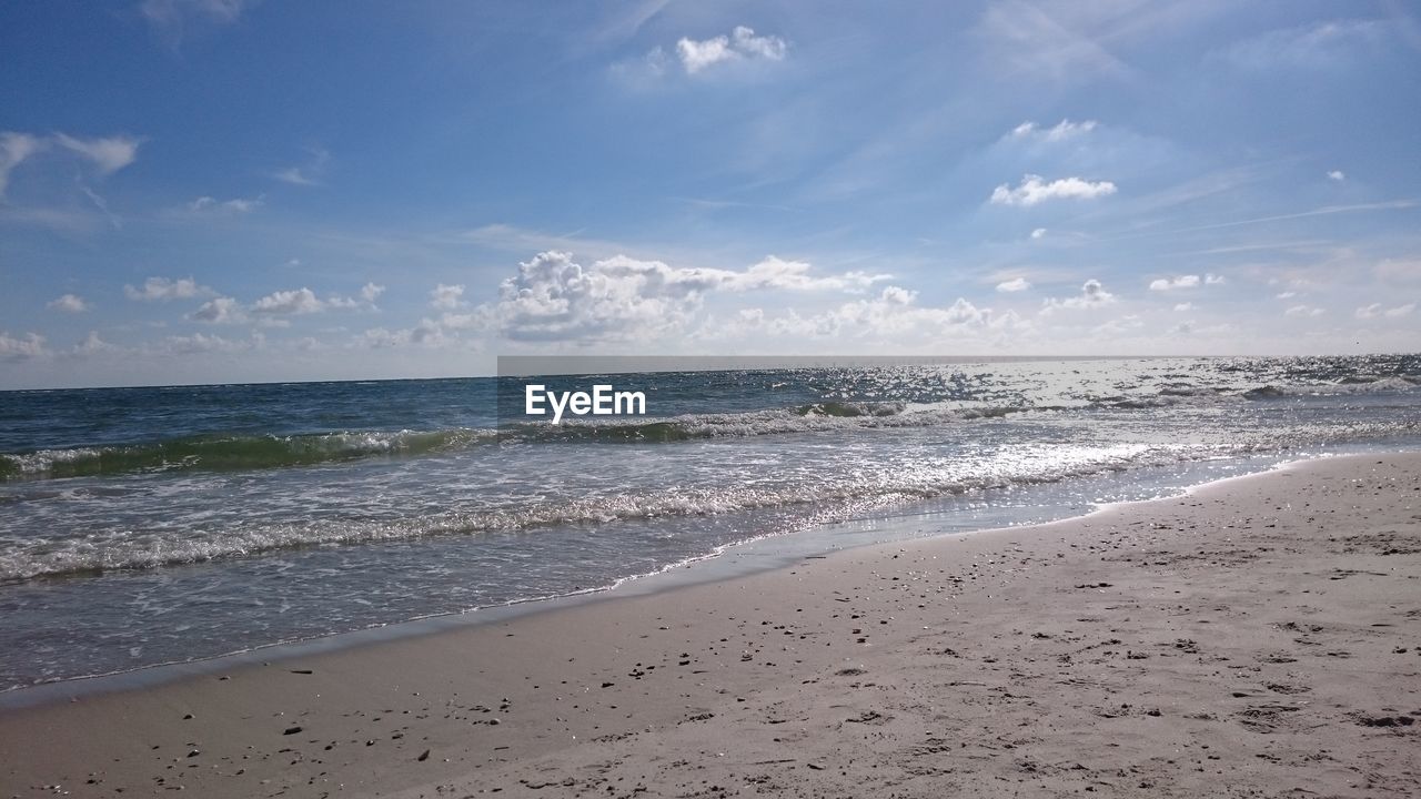 Scenic view of beach against sky