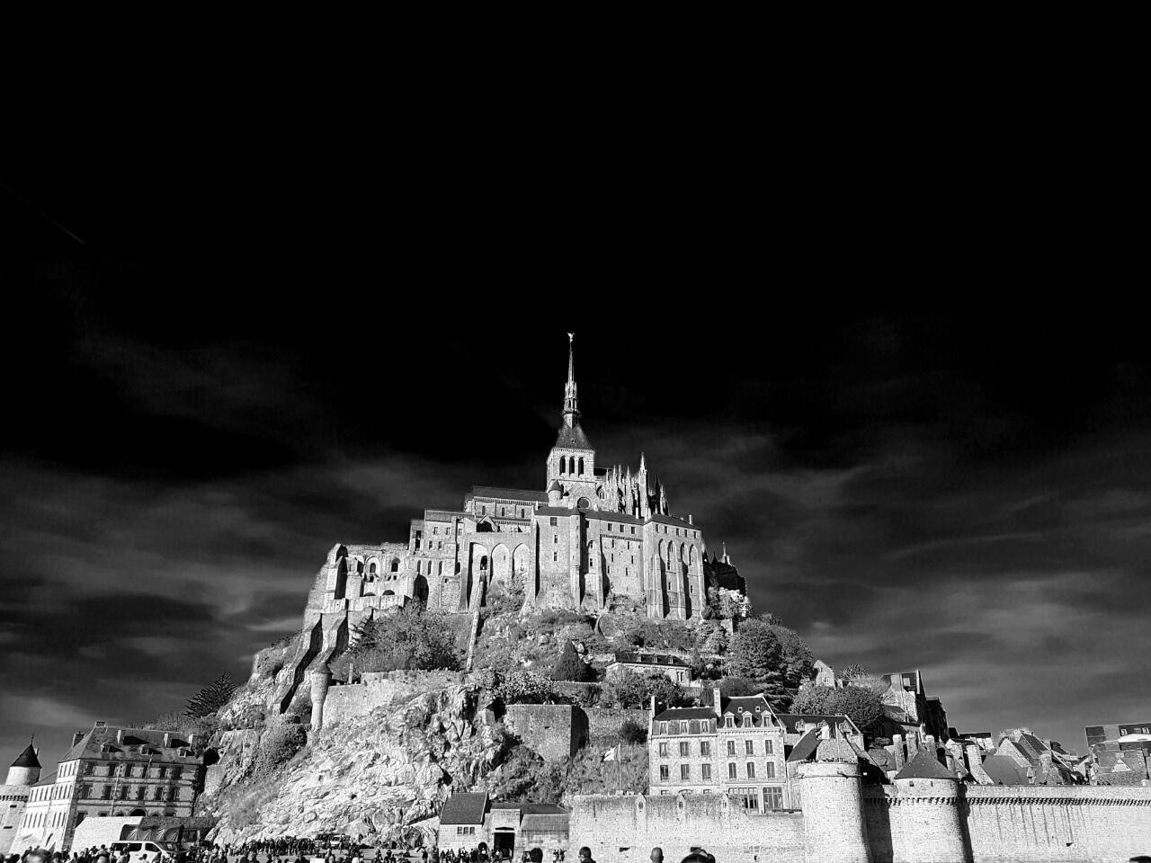 Low angle view of mont saint-michel