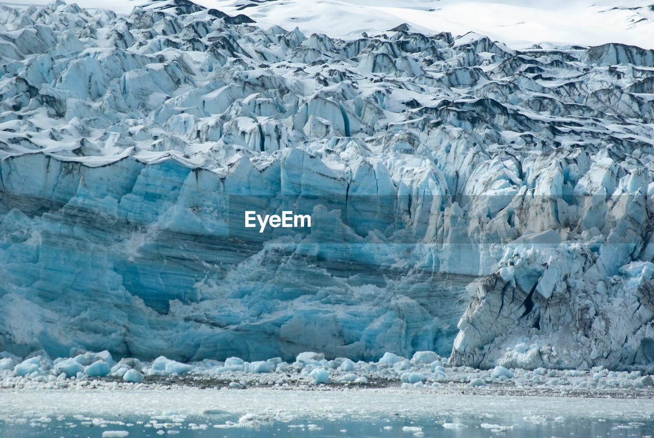 Alaskan glacier with up-close view of the rugged blue ice 