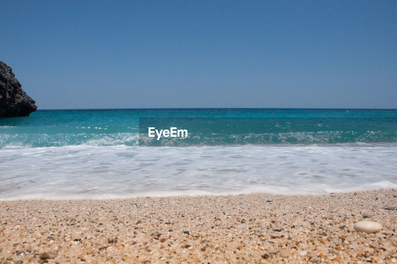 Scenic view of sea against clear sky