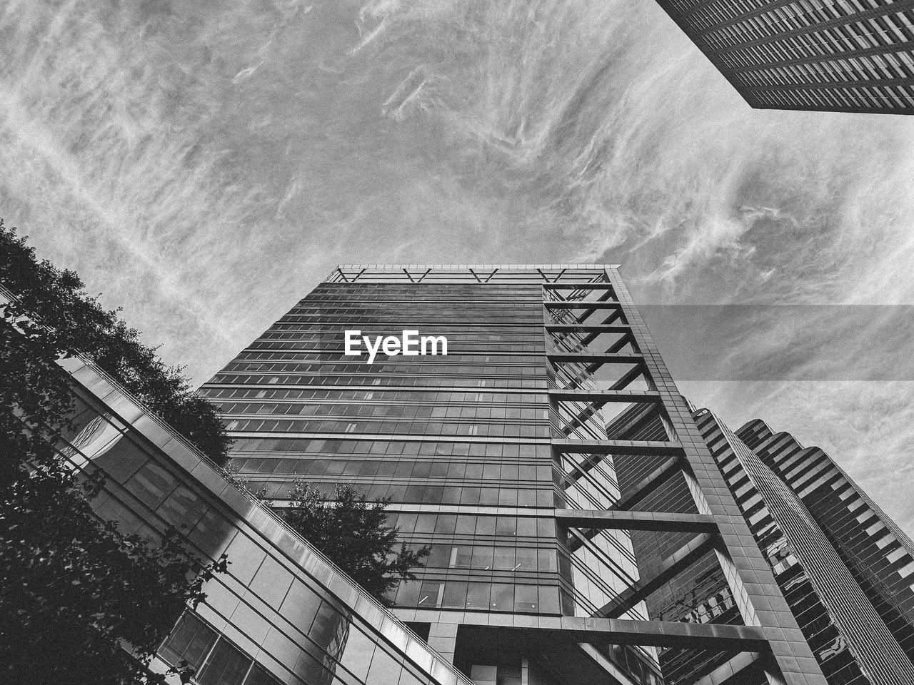 Low angle view of modern building against sky