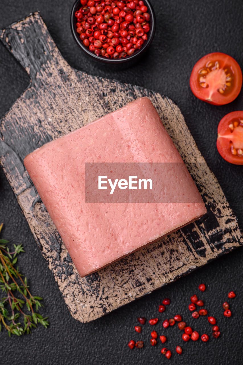 high angle view of food on cutting board