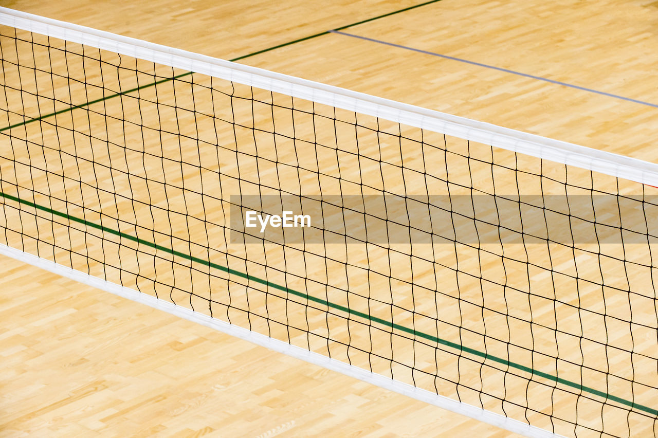 High angle view of net in court