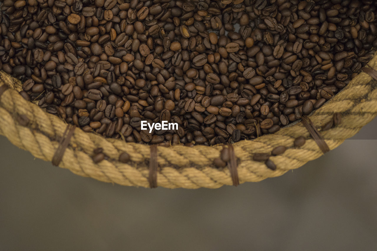 High angle view of coffee beans