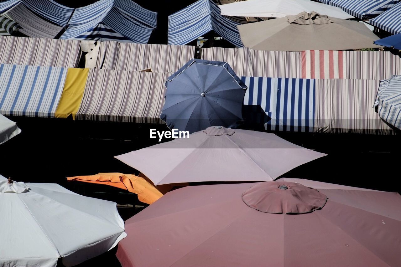 High angle view of umbrellas