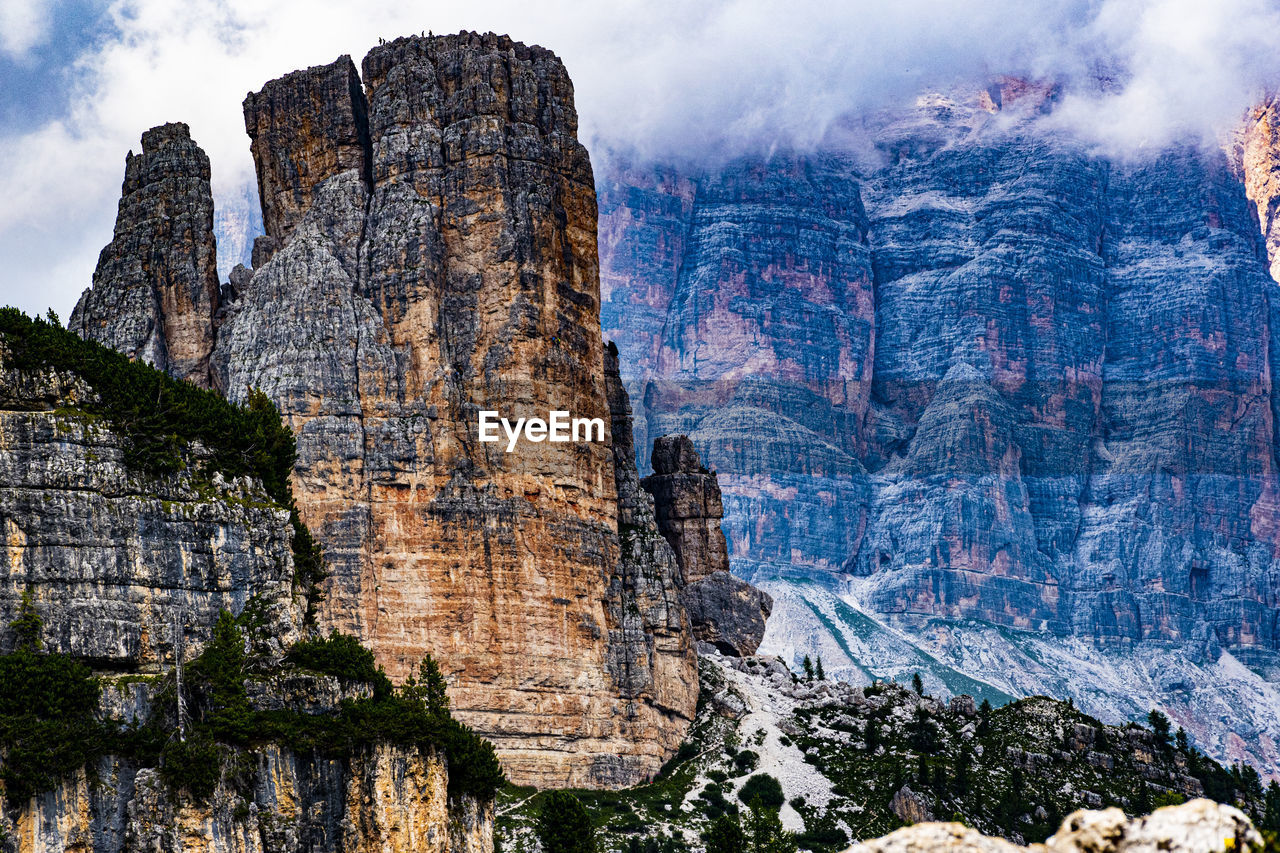 View of dolomite mountains against sky