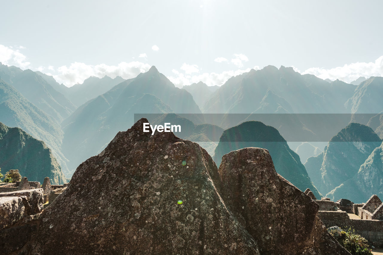 Panoramic view of mountains against sky