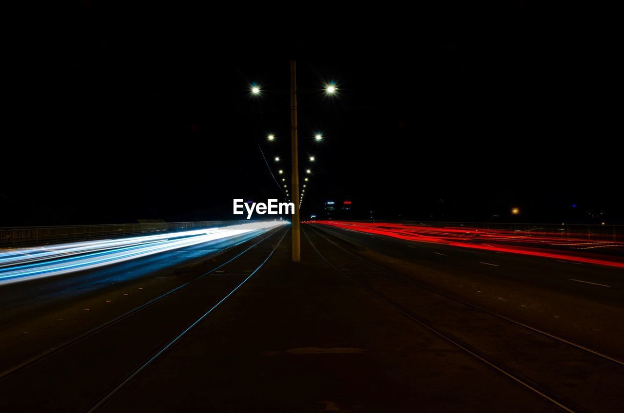 Light trails on highway at night