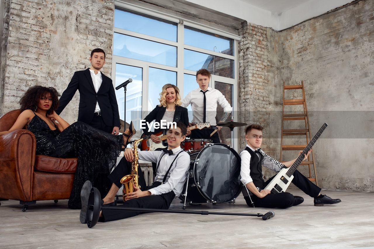 low angle view of business colleagues working on table