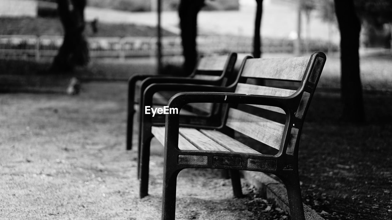 Empty benches in park