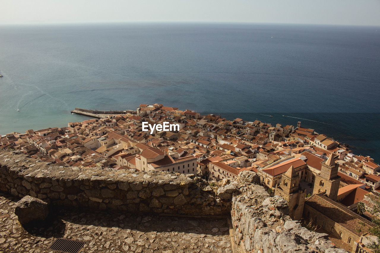 High angle view of sea against sky